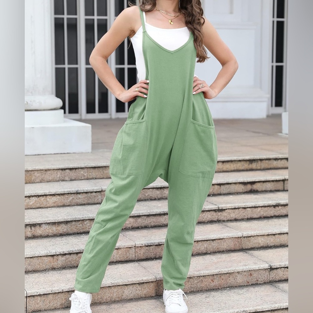 Women's Green Relaxed Fit Jumpsuit - Size 10 - Picture 4 of 11